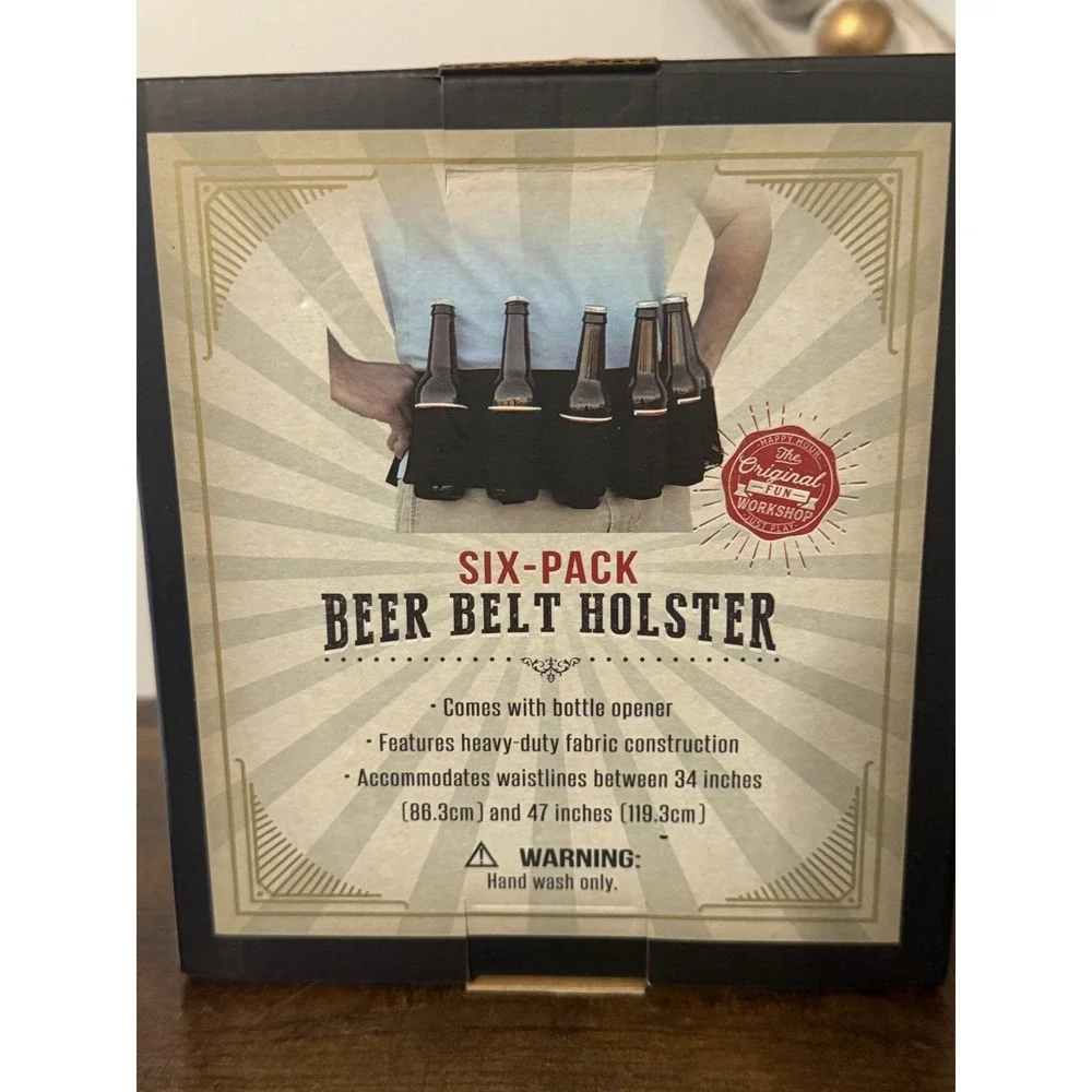 Six-Pack Beer Belt Holster w/ Bottle Opener Adjustable 34-47
